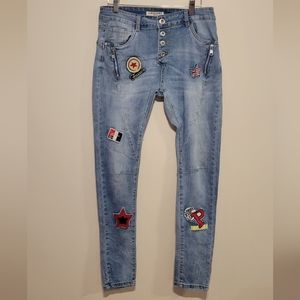 LEXXURY JEANS with Patches Buttonfly Size 38C1